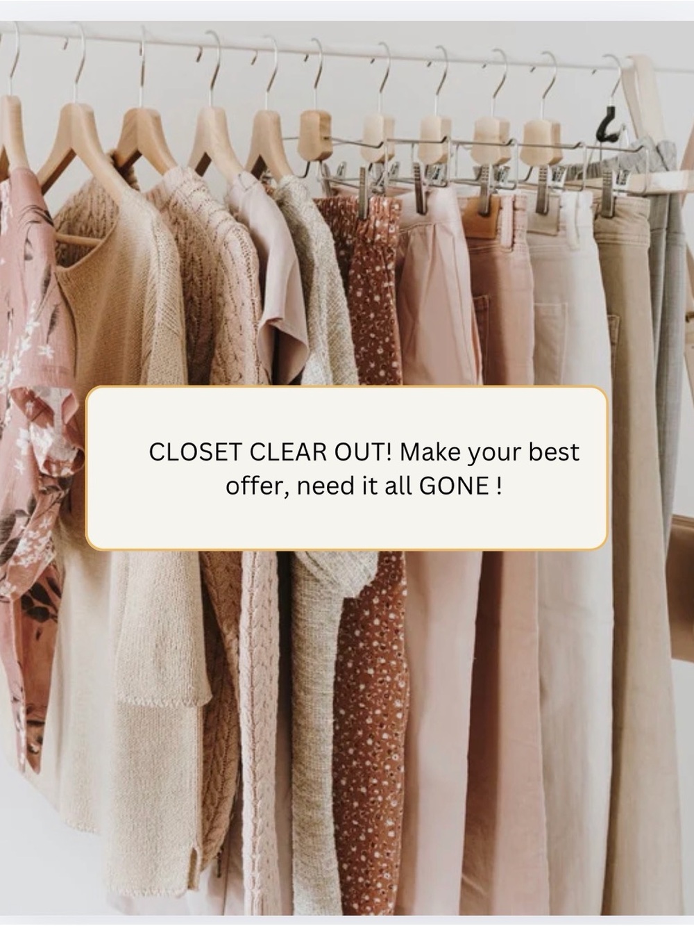 Neutral & Blush Women's Clothing Rack - Cozy Knitwear and Pants